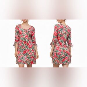 Caribbean Joe Feminine Pink Tropical Shift Tunic Mini Dress Resort Vacation L